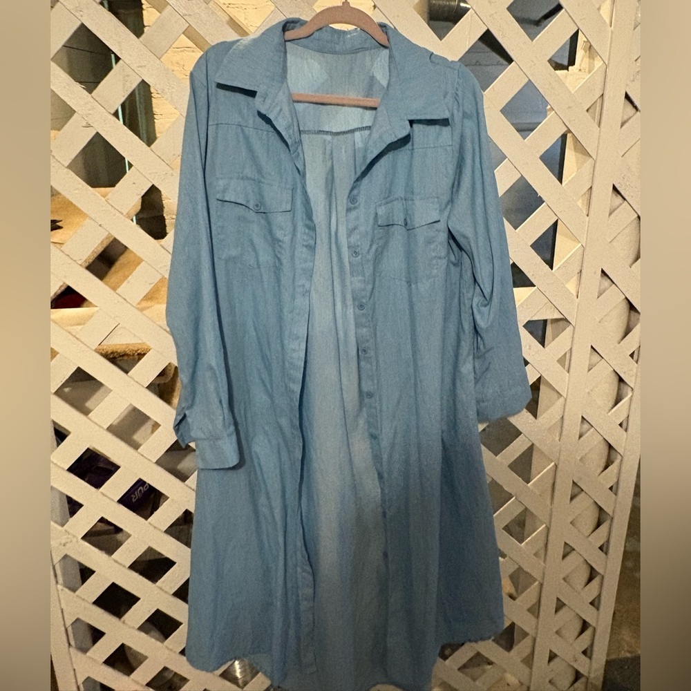 Light Blue Long Sleeve Shirt Dress